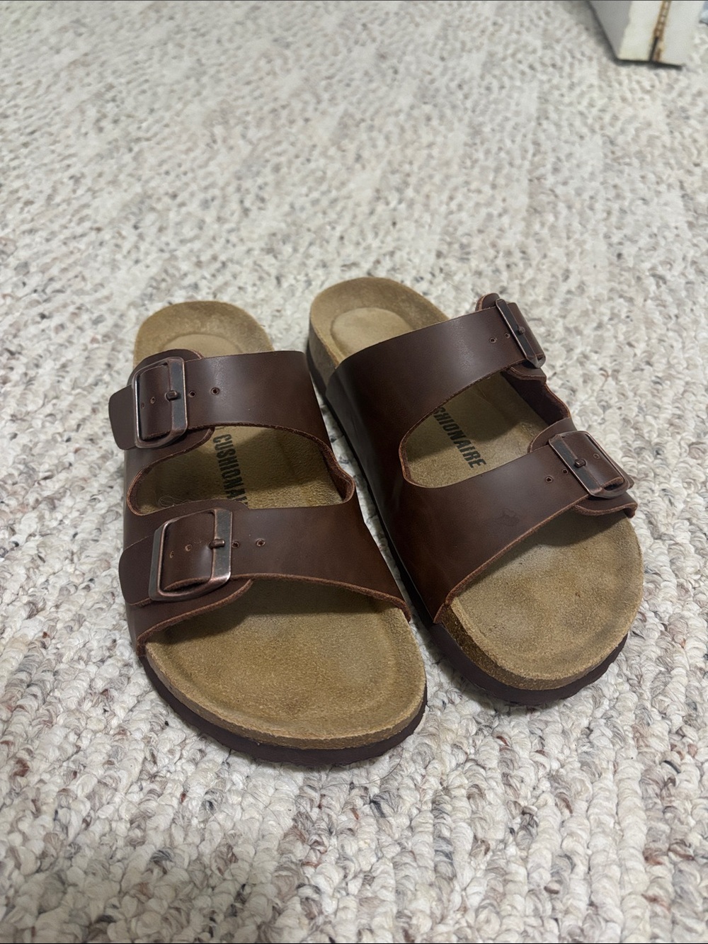 Women’s Brown Double-Buckle Slide Sandals